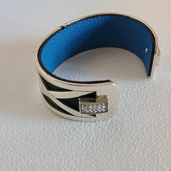 BRIGHTON CHRISTO MERIDIAN ZENITH NARROW CUFF BRACELET SET SILVER CRYSTALS - Picture 7 of 11